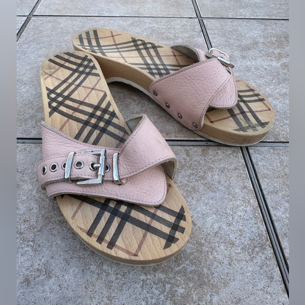 Burberry Classic Plaid Pink Clog Sandals - Picture 6 of 13